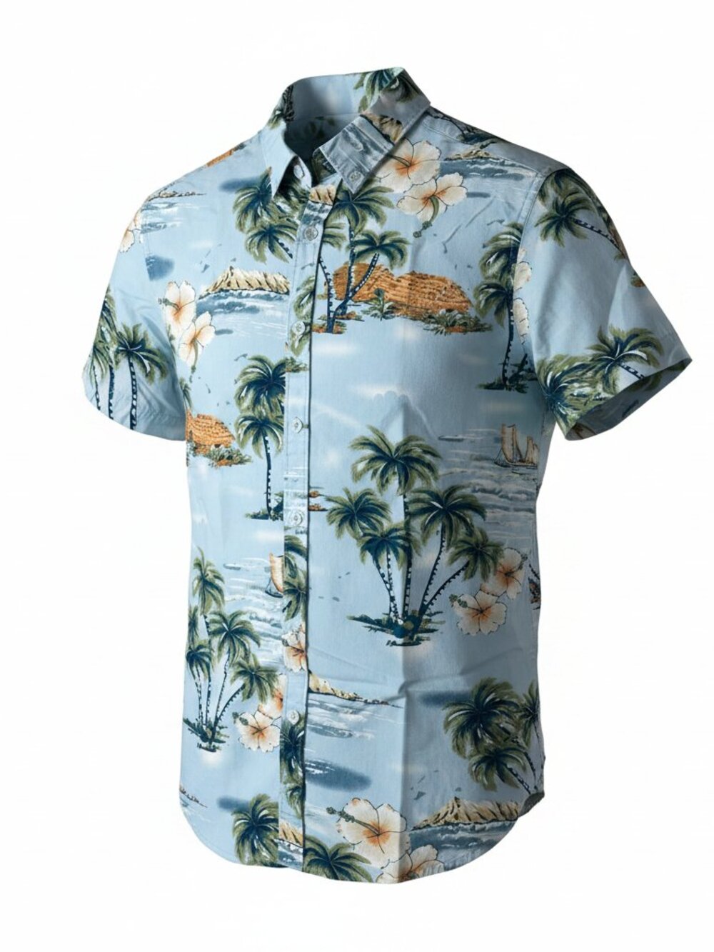 Denim & Flower Ricky Singh Tropical Print Button-Down Shirt 100% Cotton